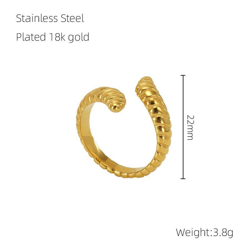 MAC086 Light Luxury Stainless Steel Open Adjustable Irregular Ring - SJB-DIAMOND ELITES