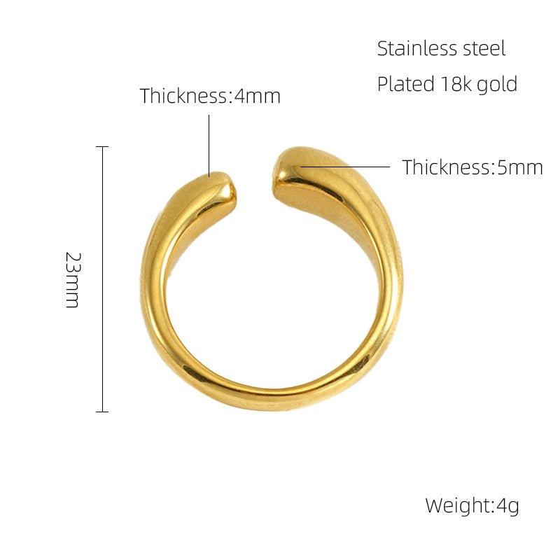 MAC086 Light Luxury Stainless Steel Open Adjustable Irregular Ring - SJB-DIAMOND ELITES