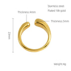 MAC086 Light Luxury Stainless Steel Open Adjustable Irregular Ring - SJB-DIAMOND ELITES