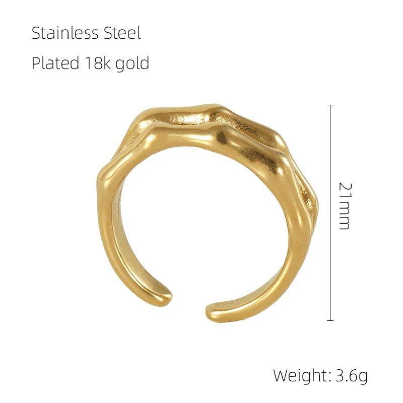 MAC086 Light Luxury Stainless Steel Open Adjustable Irregular Ring - SJB-DIAMOND ELITES