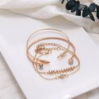 MAC087 Fashionable Leaf Alloy Diamond Electroplated 4-piece Bracelet Set - SJB-DIAMOND ELITES