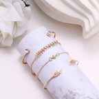 MAC087 Fashionable Leaf Alloy Diamond Electroplated 4-piece Bracelet Set - SJB-DIAMOND ELITES
