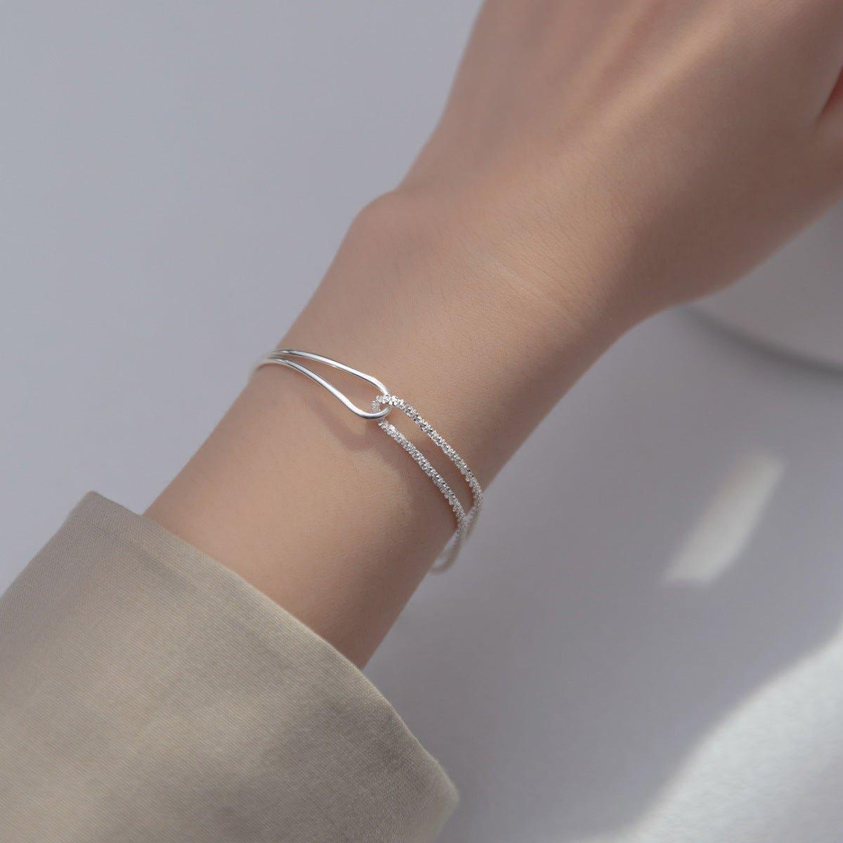 MAC089 Temperament And Personality Double-Layer Curved Tube Gypsophila Asymmetrical Bracelet - SJB-DIAMOND ELITES