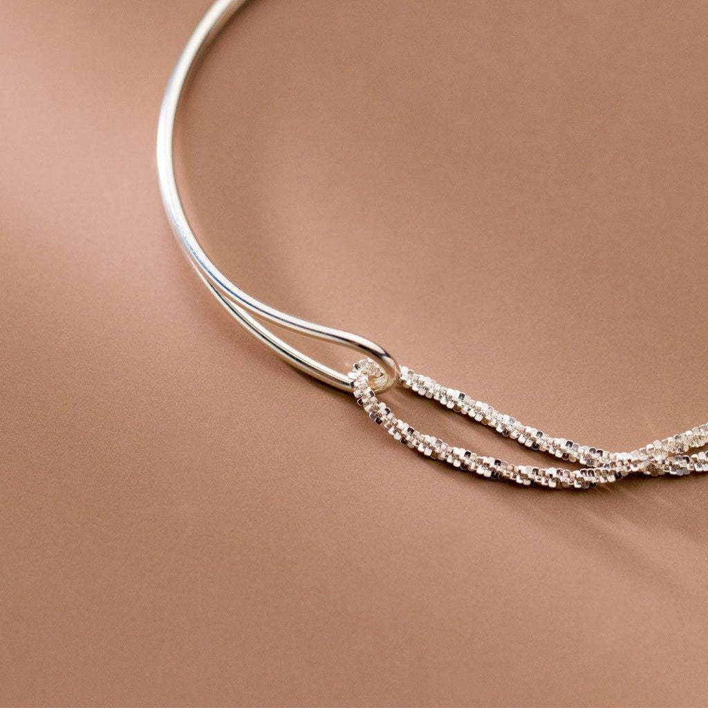 MAC089 Temperament And Personality Double-Layer Curved Tube Gypsophila Asymmetrical Bracelet - SJB-DIAMOND ELITES