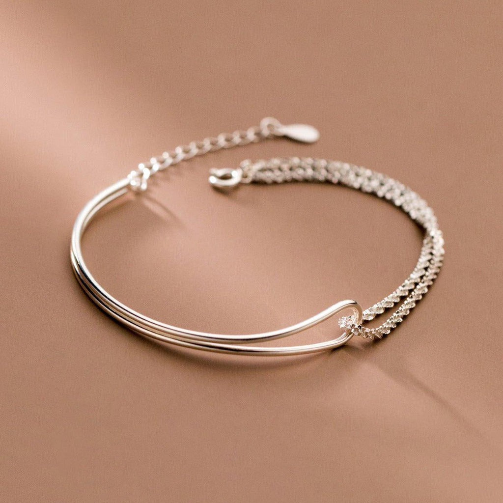 MAC089 Temperament And Personality Double-Layer Curved Tube Gypsophila Asymmetrical Bracelet - SJB-DIAMOND ELITES