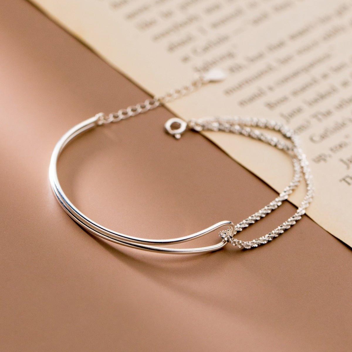 MAC089 Temperament And Personality Double-Layer Curved Tube Gypsophila Asymmetrical Bracelet - SJB-DIAMOND ELITES