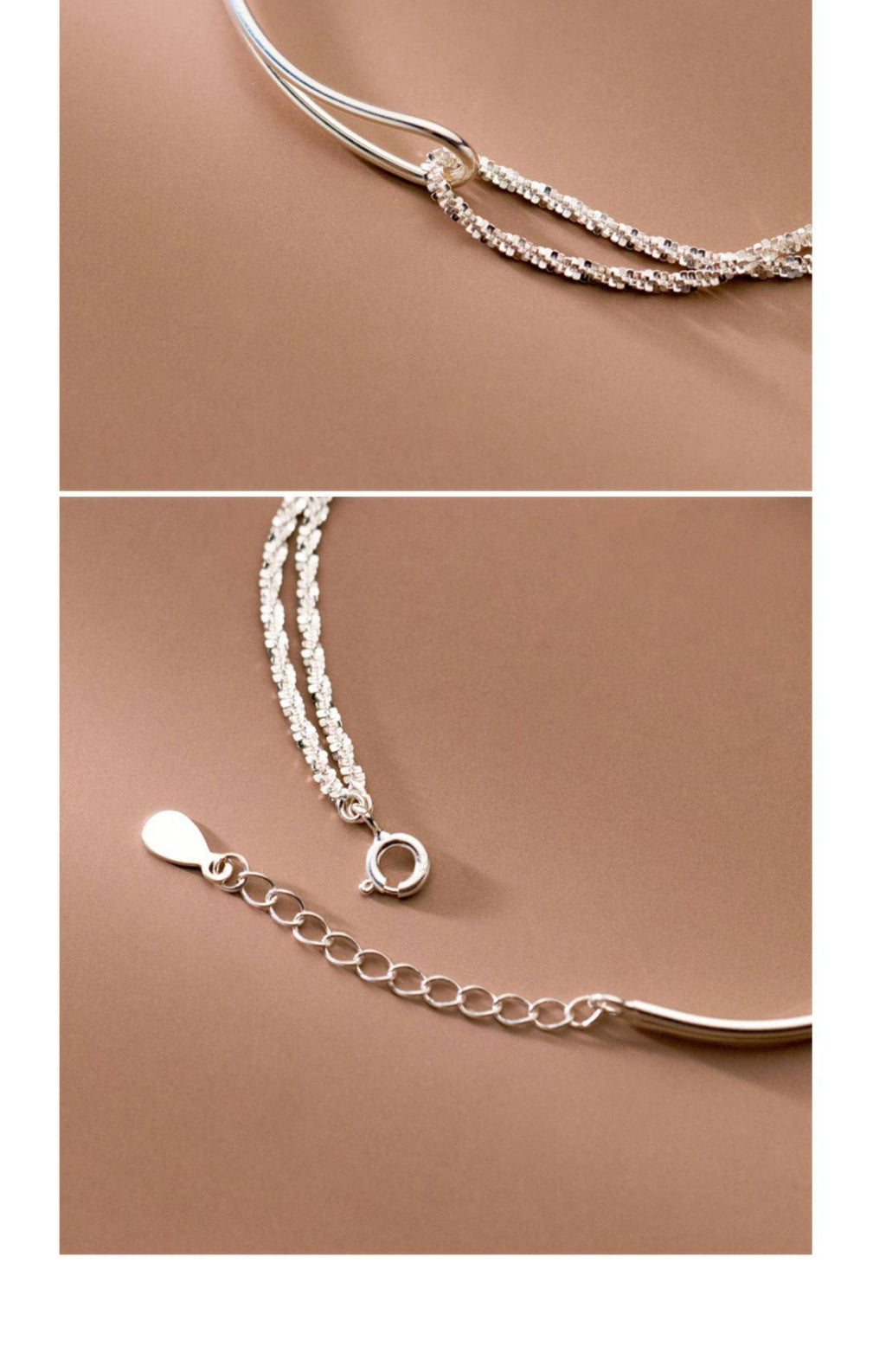 MAC089 Temperament And Personality Double-Layer Curved Tube Gypsophila Asymmetrical Bracelet - SJB-DIAMOND ELITES