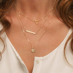 MAC090 Multi-layered Hollow Tiangular Sequin Long Round Pendant Necklace - SJB-DIAMOND ELITES