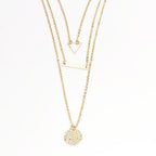 MAC090 Multi-layered Hollow Tiangular Sequin Long Round Pendant Necklace - SJB-DIAMOND ELITES