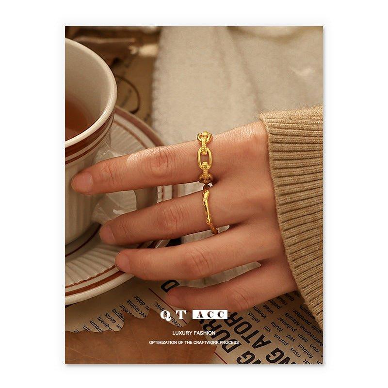MAC094 High Color Retention Vacuum Eelectroplating Retro Simple Ring - SJB-DIAMOND ELITES