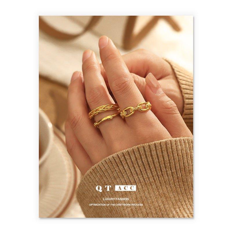 MAC094 High Color Retention Vacuum Eelectroplating Retro Simple Ring - SJB-DIAMOND ELITES