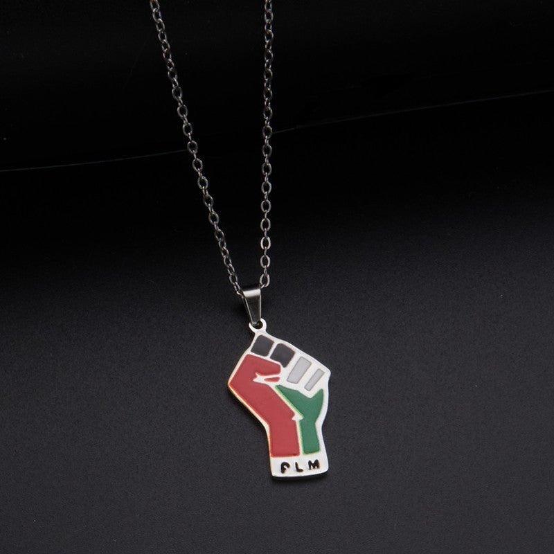 MAC100 Stainless Steel Vintage keffiyeh Palestine Map Pendant Necklace - SJB-DIAMOND ELITES