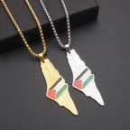 MAC101 Glue Etched Keffiyeh Stainless Steel Palestinian Flag Map Pendant Necklace - SJB-DIAMOND ELITES
