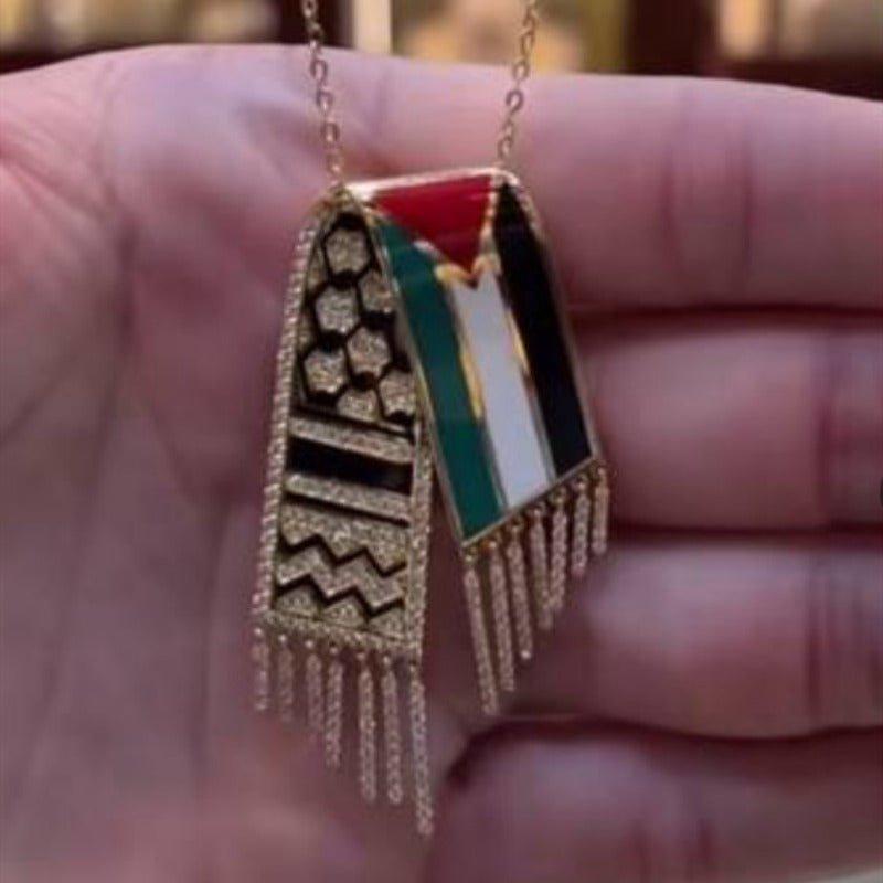 MAC107 Stainless Steel Palestine Keffiyeh Vintage Necklace - SJB-DIAMOND ELITES