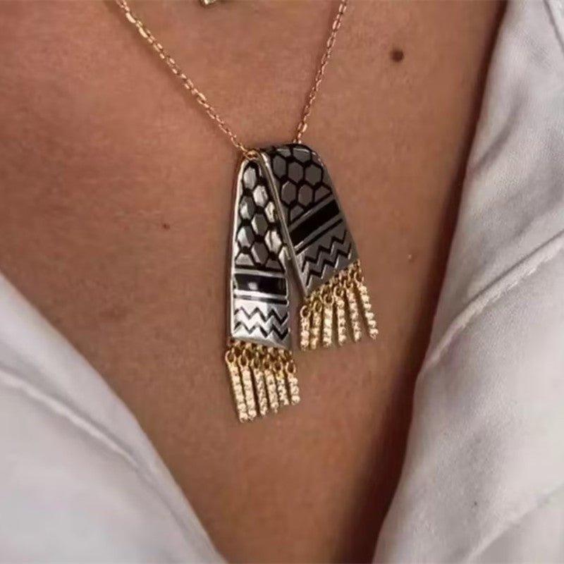 MAC107 Stainless Steel Palestine Keffiyeh Vintage Necklace - SJB-DIAMOND ELITES