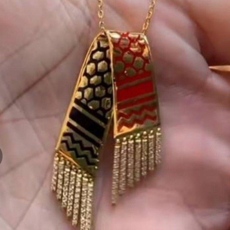 MAC107 Stainless Steel Palestine Keffiyeh Vintage Necklace - SJB-DIAMOND ELITES