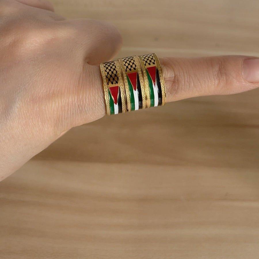 MAC109 Palestine Keffiyeh Open Ring - SJB-DIAMOND ELITES