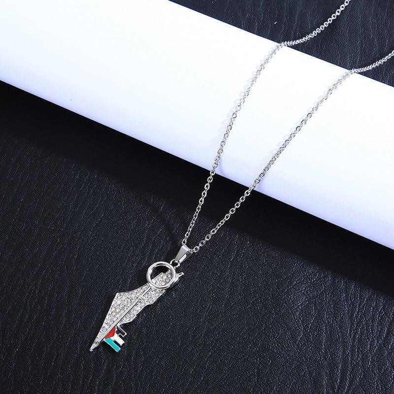 MAC110 Stainless Steel Palestine Keffiyeh Necklace - SJB-DIAMOND ELITES