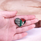 MAC114 Palestine Keffiyeh Heart Enamel Badge Brooch - SJB-DIAMOND ELITES