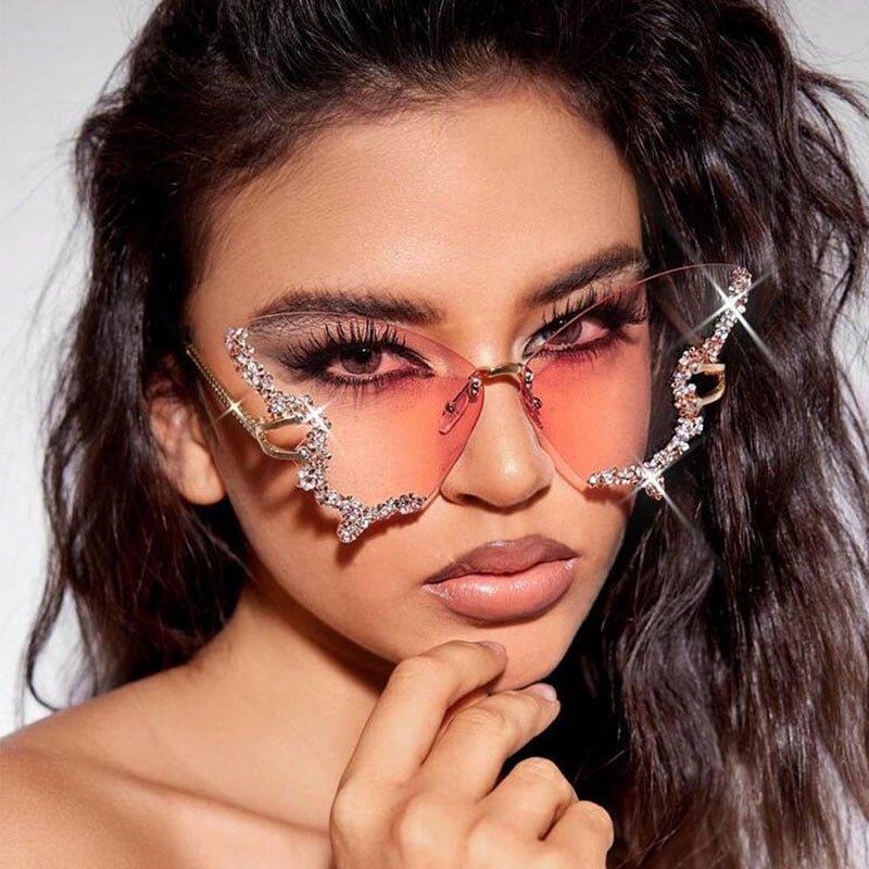 MAC116 Large Frame High-end Diamond-encrusted Butterfly Anti-UV Sunglasses - SJB-DIAMOND ELITES