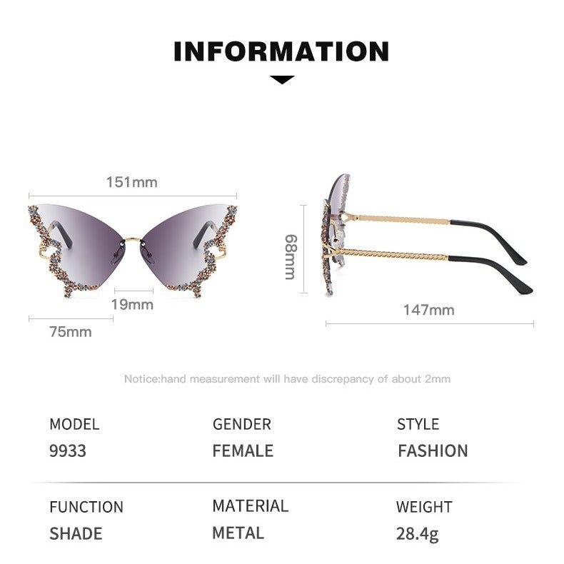MAC116 Large Frame High-end Diamond-encrusted Butterfly Anti-UV Sunglasses - SJB-DIAMOND ELITES