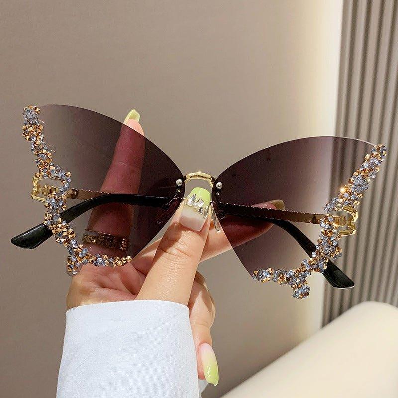 MAC116 Large Frame High-end Diamond-encrusted Butterfly Anti-UV Sunglasses - SJB-DIAMOND ELITES