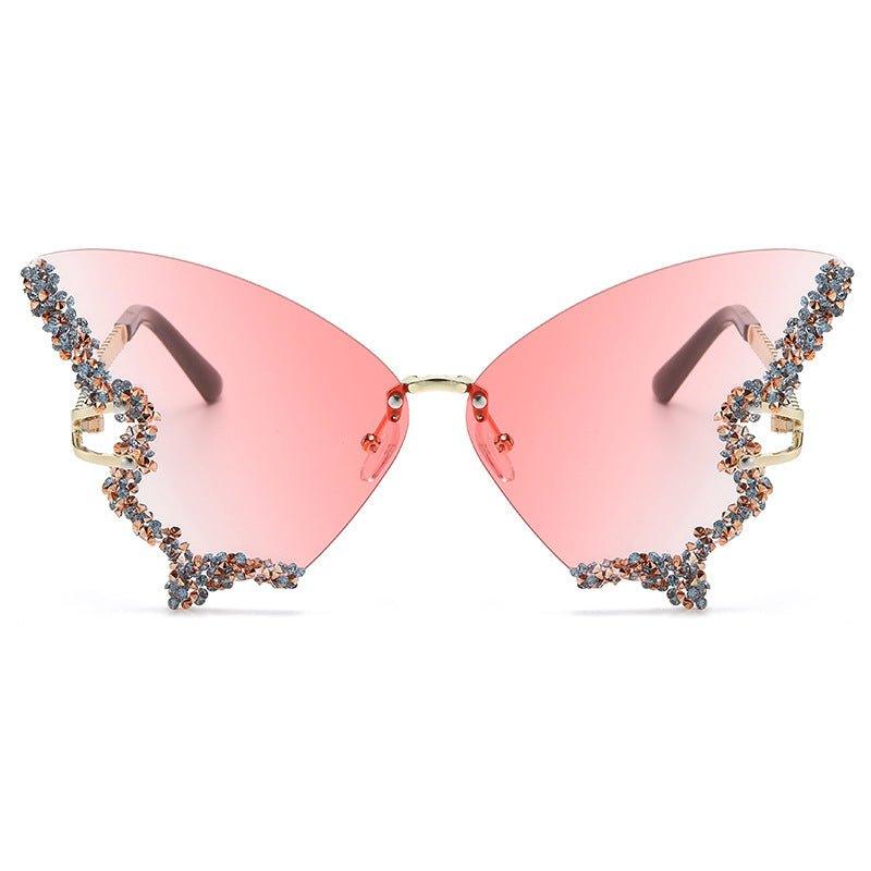 MAC116 Large Frame High-end Diamond-encrusted Butterfly Anti-UV Sunglasses - SJB-DIAMOND ELITES