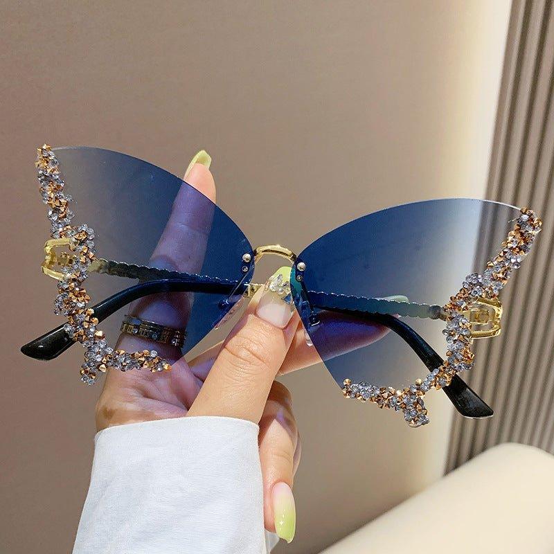 MAC116 Large Frame High-end Diamond-encrusted Butterfly Anti-UV Sunglasses - SJB-DIAMOND ELITES