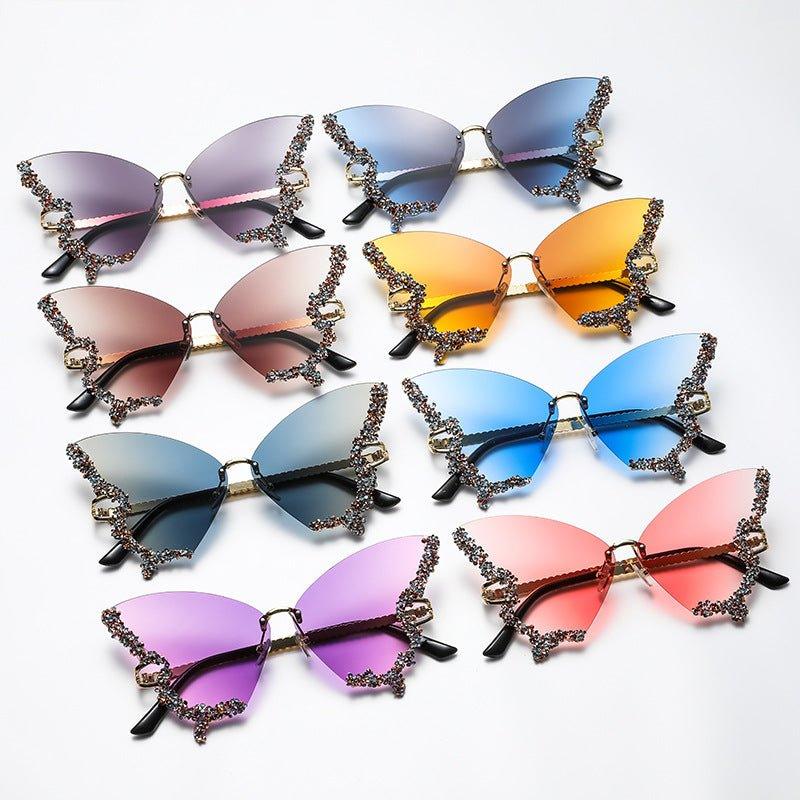 MAC116 Large Frame High-end Diamond-encrusted Butterfly Anti-UV Sunglasses - SJB-DIAMOND ELITES