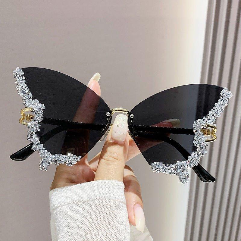 MAC116 Large Frame High-end Diamond-encrusted Butterfly Anti-UV Sunglasses - SJB-DIAMOND ELITES