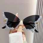 MAC116 Large Frame High-end Diamond-encrusted Butterfly Anti-UV Sunglasses - SJB-DIAMOND ELITES