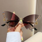 MAC116 Large Frame High-end Diamond-encrusted Butterfly Anti-UV Sunglasses - SJB-DIAMOND ELITES