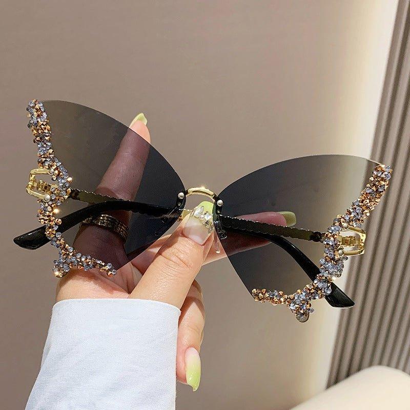 MAC116 Large Frame High-end Diamond-encrusted Butterfly Anti-UV Sunglasses - SJB-DIAMOND ELITES