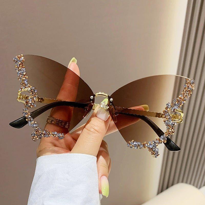 MAC116 Large Frame High-end Diamond-encrusted Butterfly Anti-UV Sunglasses - SJB-DIAMOND ELITES