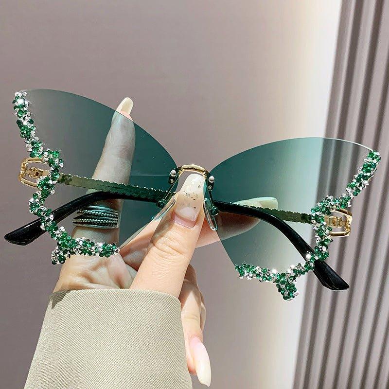 MAC116 Large Frame High-end Diamond-encrusted Butterfly Anti-UV Sunglasses - SJB-DIAMOND ELITES