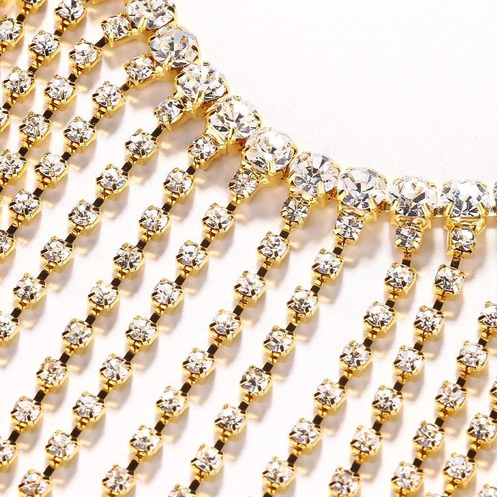 MAC117  Long Fringed Rhinestone Chain Veil Mask - SJB-DIAMOND ELITES