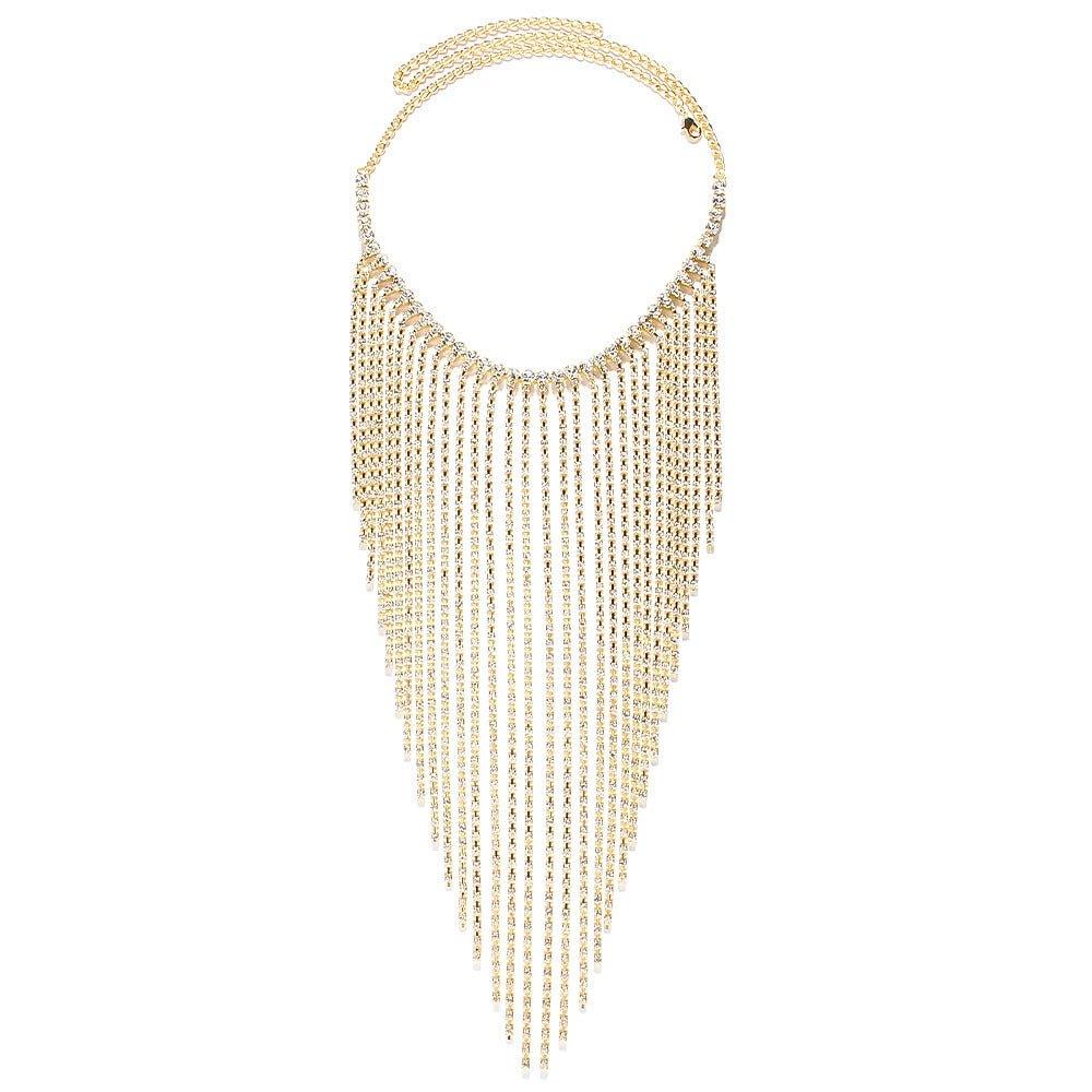 MAC117  Long Fringed Rhinestone Chain Veil Mask - SJB-DIAMOND ELITES