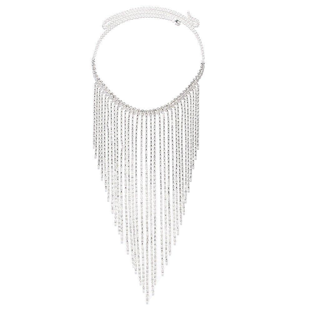 MAC117  Long Fringed Rhinestone Chain Veil Mask - SJB-DIAMOND ELITES