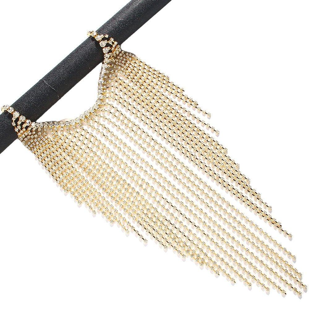 MAC117  Long Fringed Rhinestone Chain Veil Mask - SJB-DIAMOND ELITES