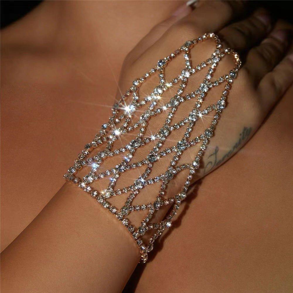 MAC119 Armani Mesh Rhinestone Temperament Mitt Bracelet - SJB-DIAMOND ELITES