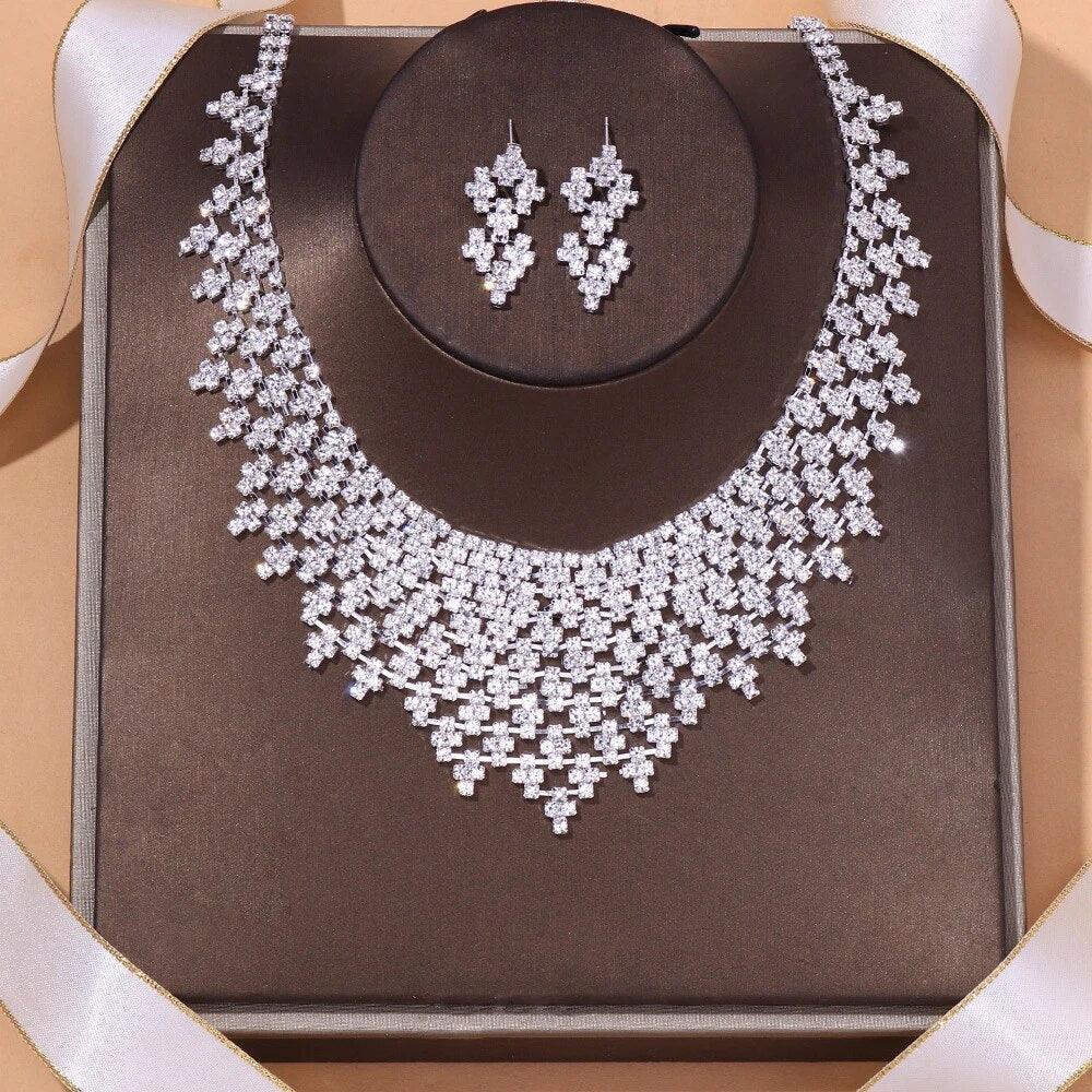 MAC128  Stylish Rhinestone Tassel Jewelry Set - SJB-DIAMOND ELITES