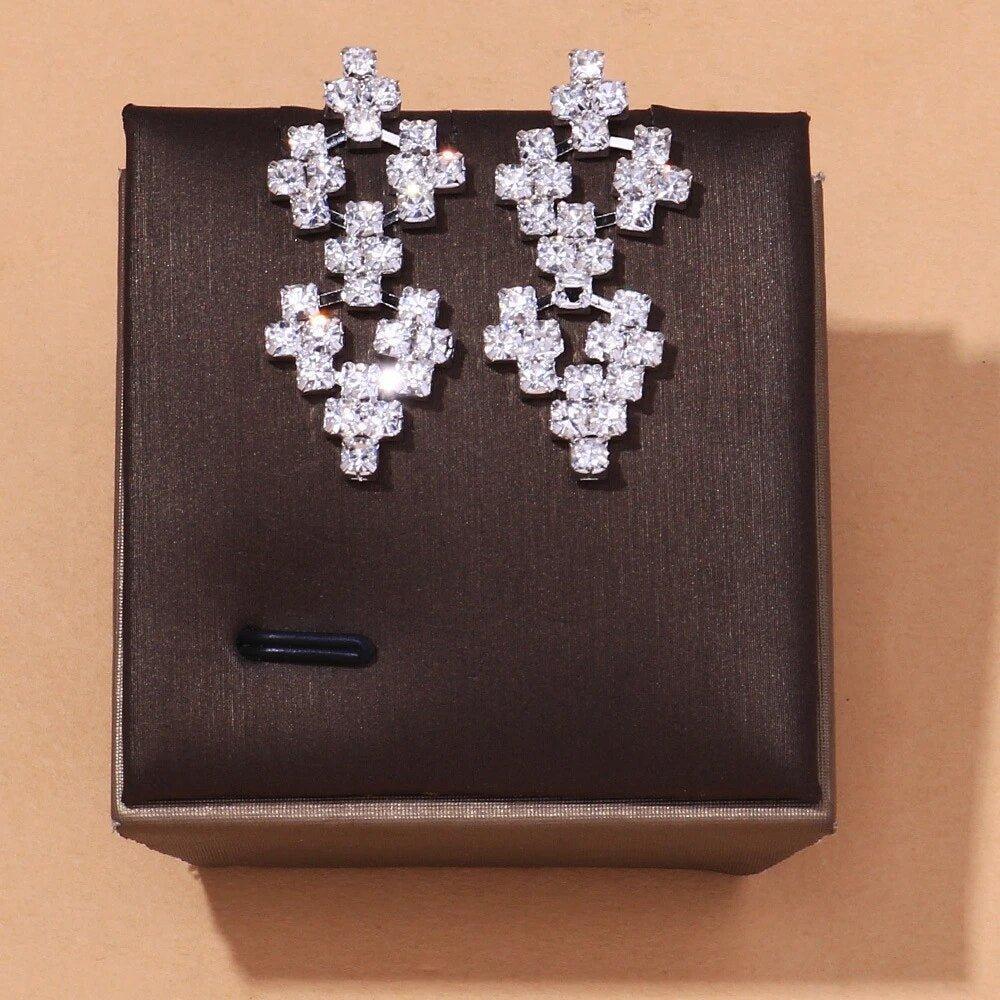 MAC128  Stylish Rhinestone Tassel Jewelry Set - SJB-DIAMOND ELITES