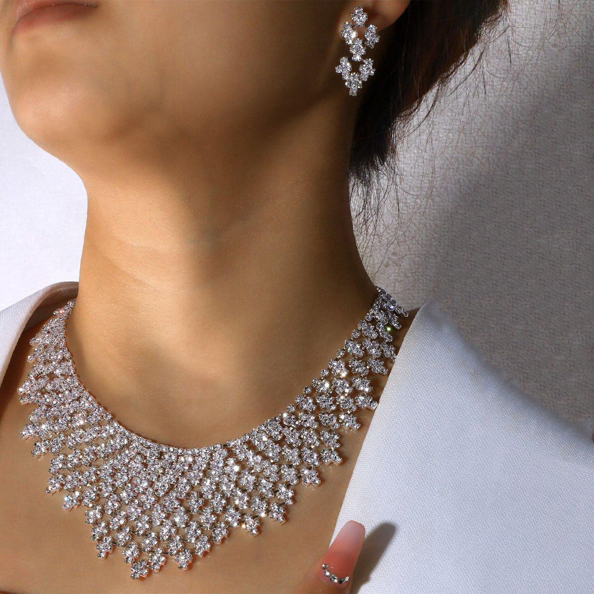 MAC128  Stylish Rhinestone Tassel Jewelry Set - SJB-DIAMOND ELITES