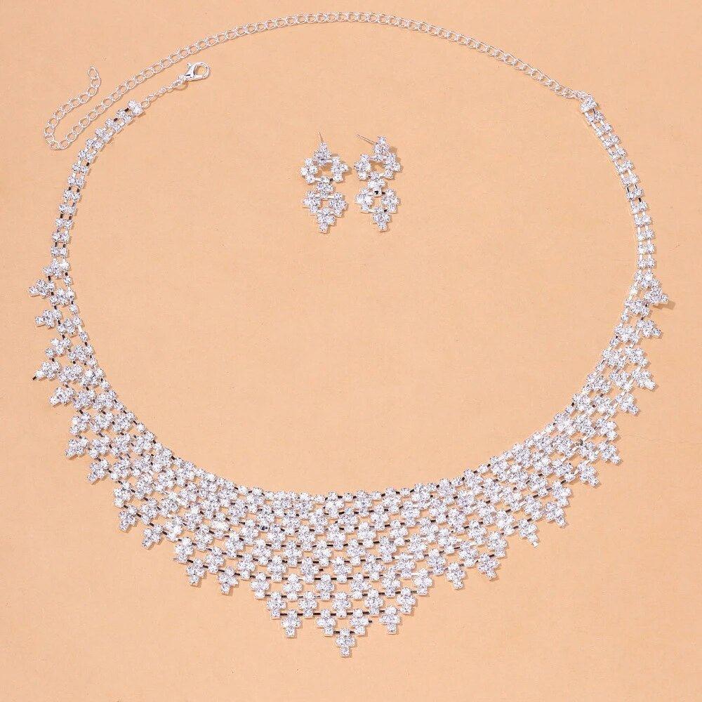 MAC128  Stylish Rhinestone Tassel Jewelry Set - SJB-DIAMOND ELITES