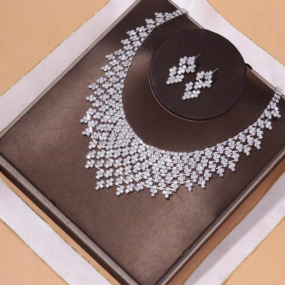 MAC128  Stylish Rhinestone Tassel Jewelry Set - SJB-DIAMOND ELITES