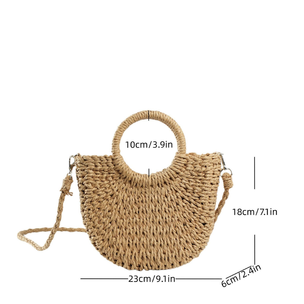 MAC129 Straw Double Hoop Crossbody Bag - SJB-DIAMOND ELITES