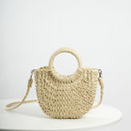 MAC129 Straw Double Hoop Crossbody Bag - SJB-DIAMOND ELITES
