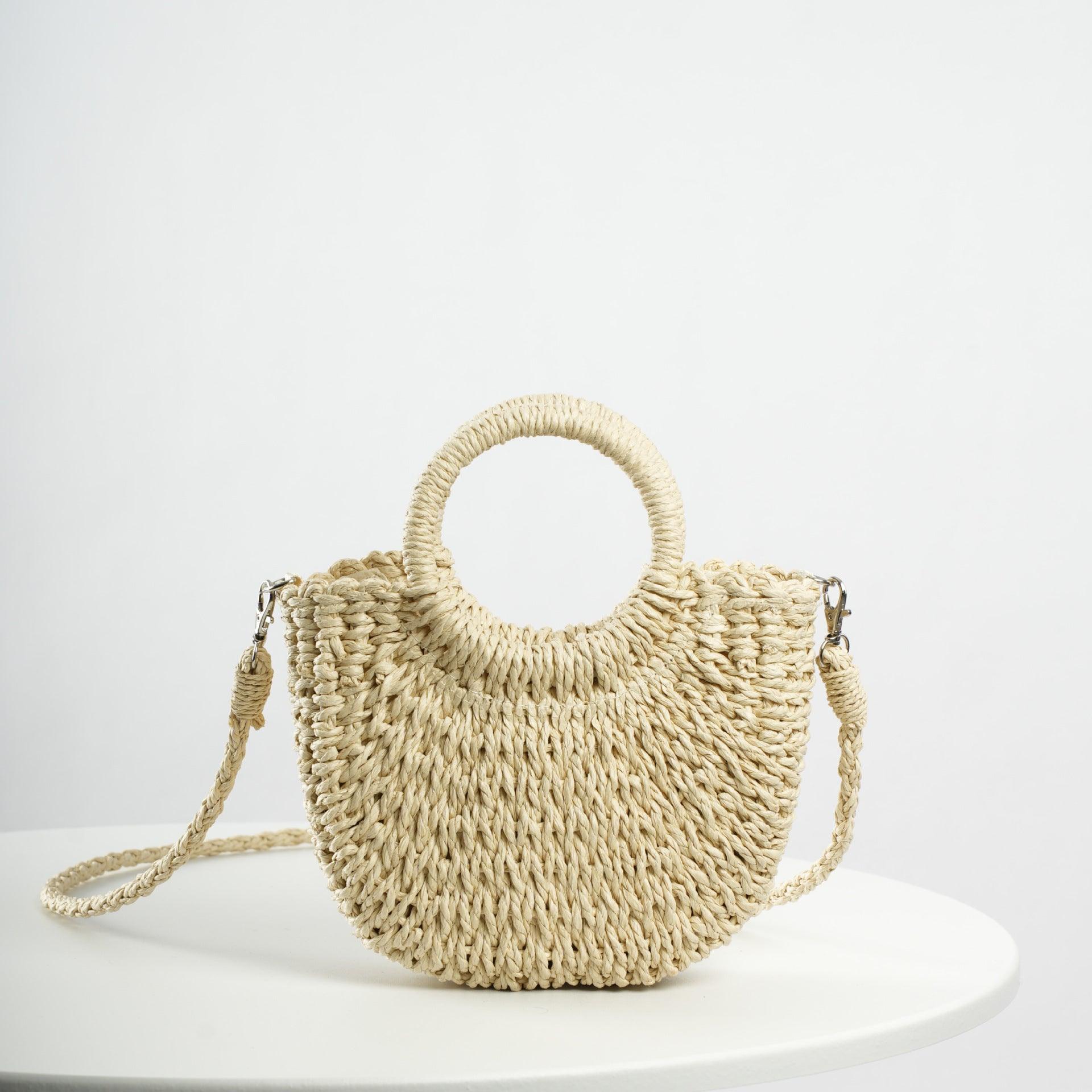 MAC129 Straw Double Hoop Crossbody Bag - SJB-DIAMOND ELITES