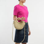 MAC129 Straw Double Hoop Crossbody Bag - SJB-DIAMOND ELITES