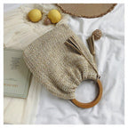 MAC132 Fashionable Straw Simple Beach Tassel Bucket Bag - SJB-DIAMOND ELITES